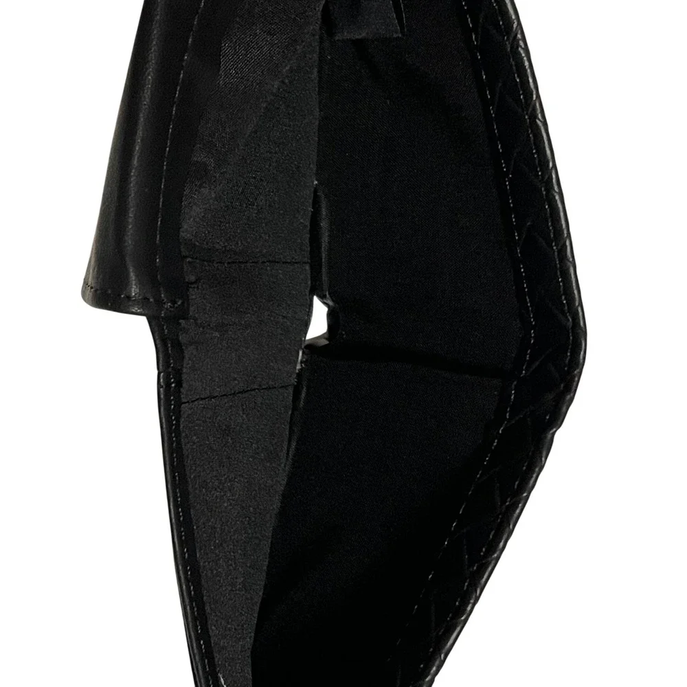 BC Ethic‎ Mens Bifold Wallet Black Faux Leather ID Window Logo Patch NWOT